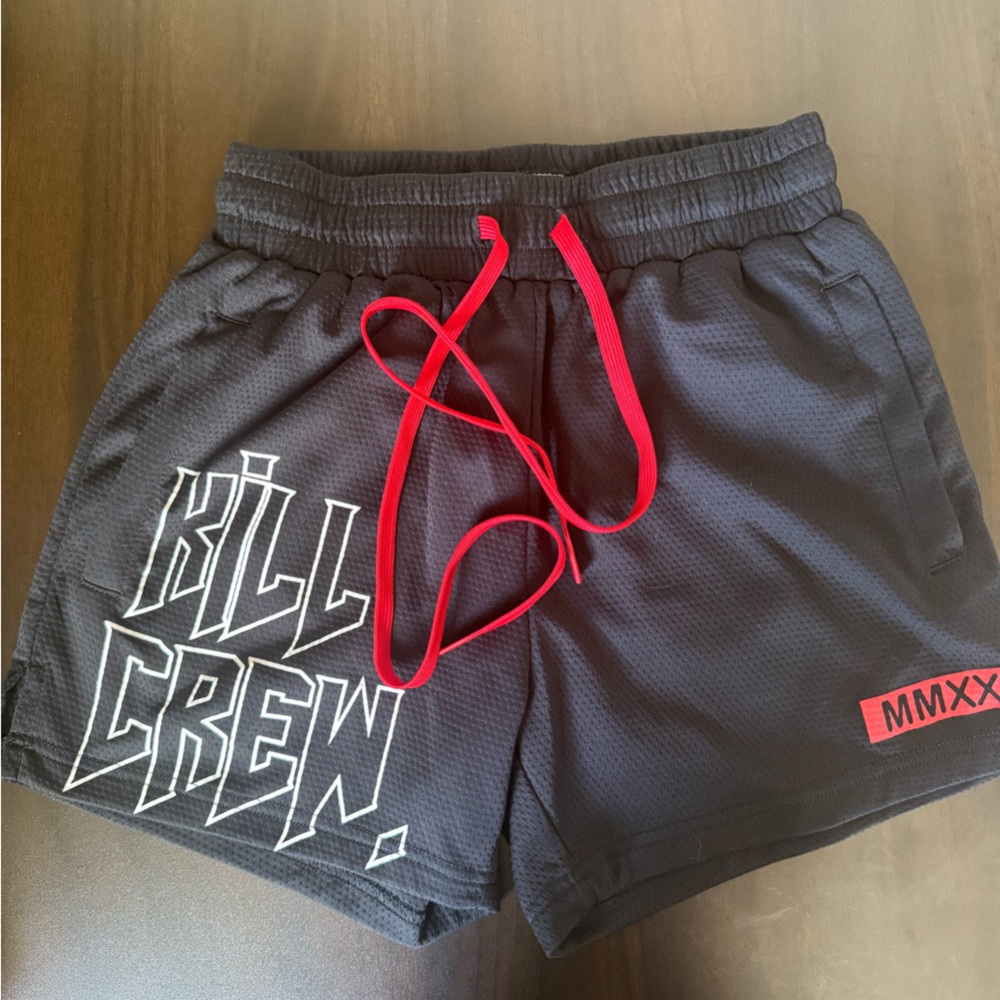 KILL CREW Black Shorts with Red Drawstring